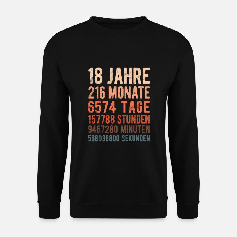18. Geburtstag - 18 Jahre - Unisex Pullover - Schwarz