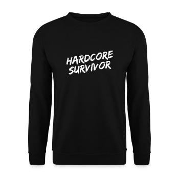 "Hardcore Survivor" White Brush Font - Unisex Sweatshirt - black - Front - Alina (178cm) & Michal (187cm)