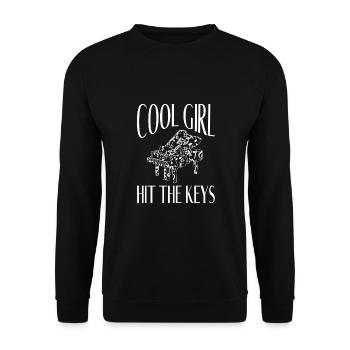 Piano Musiker Cool Girl Hit The Keys Klavier - Unisex Pullover - Schwarz - Vorne - Alina (178cm) & Michal (187cm)