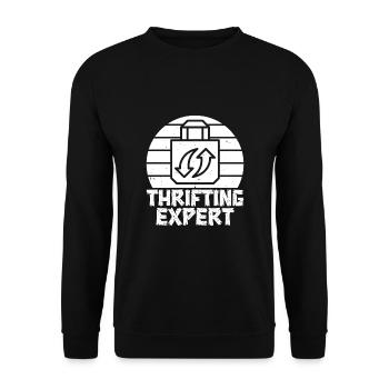 Thrift Shop Thrifting Expert Love Thrifting - Unisex Sweatshirt - black - Front - Alina (178cm) & Michal (187cm)