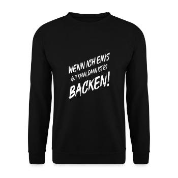 Bäcker Wenn Ich Eins Gut Kann Dann Backen Männer - Unisex Pullover - Schwarz - Vorne - Alina (178cm) & Michal (187cm)
