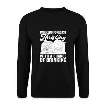 Friperie Week-end Prévisions Amour Friperie - Sweat-shirt Unisexe - noir - Devant - Alina (178cm) & Michal (187cm)