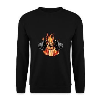 Fitness Motivation Bodybuilder Fire Dumbbell - Unisex Sweatshirt - black - Front - Alina (178cm) & Michal (187cm)