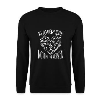 Piano Musician Notes In Heart Piano - Unisex Sweatshirt - black - Front - Alina (178cm) & Michal (187cm)