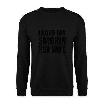 Drôles d’hommes Vêtements Cadeau pour Lui Mari J’Aime Mon - Sweat-shirt Unisexe - noir - Devant - Alina (178cm) & Michal (187cm)