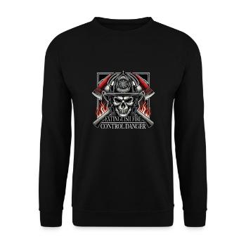 Cool fire brigade motif for the firefighter - Unisex Sweatshirt - black - Front - Alina (178cm) & Michal (187cm)