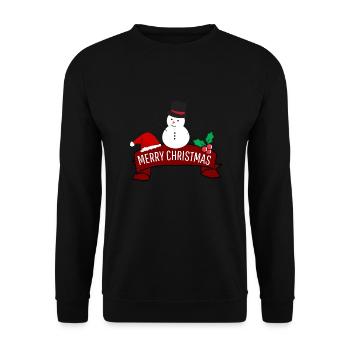 Cadeau de Noël Bonhomme de neige Joyeux Noël - Sweat-shirt Unisexe - noir - Devant - Alina (178cm) & Michal (187cm)