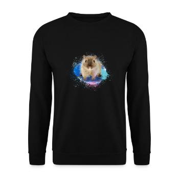 hamster, graffiti,malerei, bunt,zwerghamster - Unisex Pullover - Schwarz - Vorne - Alina (178cm) & Michal (187cm)