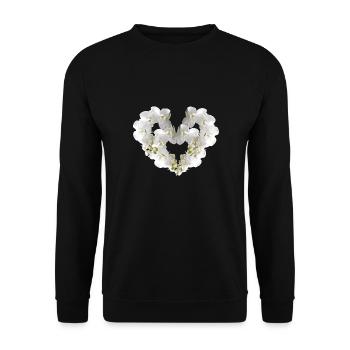 orchidee,blumen,blumenherz,herz - Unisex Pullover - Schwarz - Vorne - Alina (178cm) & Michal (187cm)