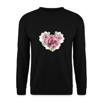 Orchidee,blumen,blumenherz,herz, blüte - Unisex Pullover - Schwarz - Vorne - Alina (178cm) & Michal (187cm)