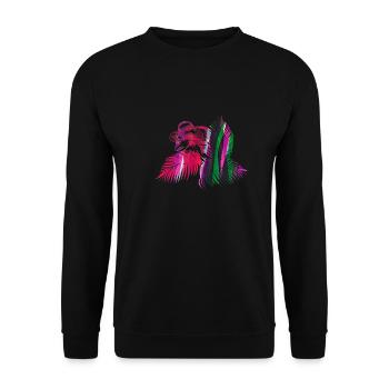 Fleur, Lotus, Tropical, Peinture, Blanc, Palmier - Sweat-shirt Unisexe - noir - Devant - Alina (178cm) & Michal (187cm)