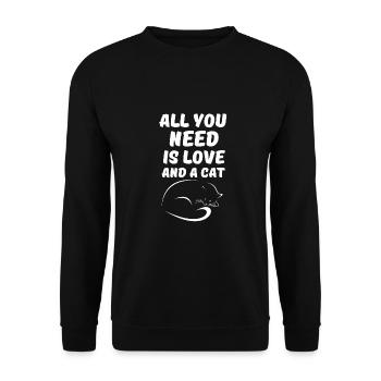 all you need is love and a cat - Sweat-shirt Unisexe - noir - Devant - Alina (178cm) & Michal (187cm)