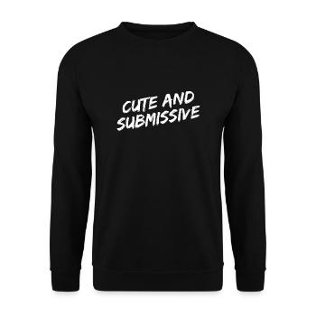 "Cute And Submissive" white brush font - Unisex Sweatshirt - black - Front - Alina (178cm) & Michal (187cm)