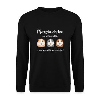 Meerschweinchen sind wie Kartoffelchips - Unisex Pullover - Schwarz - Vorne - Alina (178cm) & Michal (187cm)
