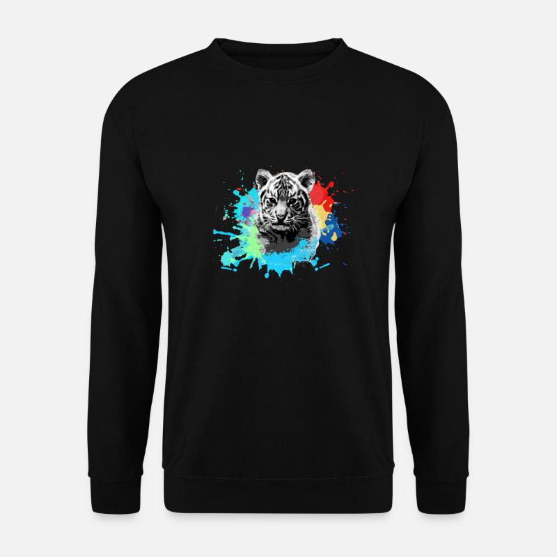 Tiger Baby,Tiger,Blue,Graffiti,Painting,Blot - Unisex Sweatshirt - black
