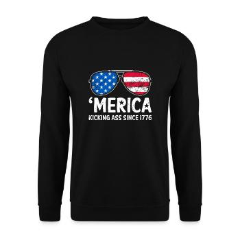 Merica Kicking Ass Since 1776 American USA Flag - Unisex Sweatshirt - black - Front - Alina (178cm) & Michal (187cm)