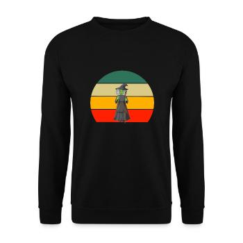 Halloween Costume Witch Gift Retro Halloween - Unisex Sweatshirt - black - Front - Alina (178cm) & Michal (187cm)