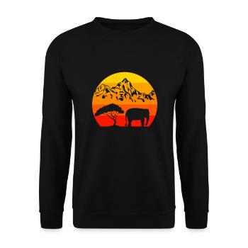 African Mountains Africa Zoo Animal Retro Elephant - Unisex Sweatshirt - black - Front - Alina (178cm) & Michal (187cm)