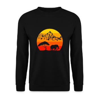 Retro Africa Animal Zoo Animal Lover Elephant - Unisex Sweatshirt - black - Front - Alina (178cm) & Michal (187cm)