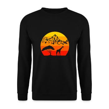 coucher de soleil Nature Rétro Afrique Animal Girafe - Sweat-shirt Unisexe - noir - Devant - Alina (178cm) & Michal (187cm)