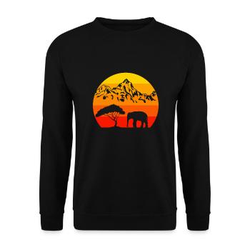 Afrique Safari Animal Amoureux des animaux Rétro Éléphant - Sweat-shirt Unisexe - noir - Devant - Alina (178cm) & Michal (187cm)