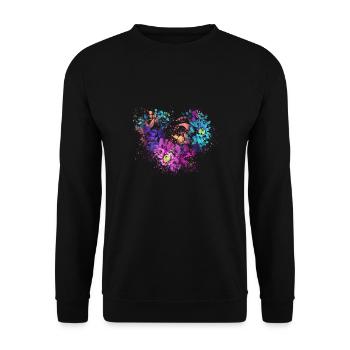 ungarische blumen,Herz,ornamente,blumenherz - Unisex Pullover - Schwarz - Vorne - Alina (178cm) & Michal (187cm)