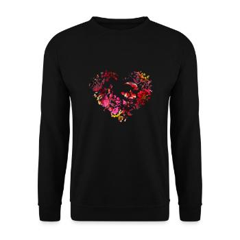 ungarische blumen,Herz,ornamente,blumenherz - Unisex Pullover - Schwarz - Vorne - Alina (178cm) & Michal (187cm)