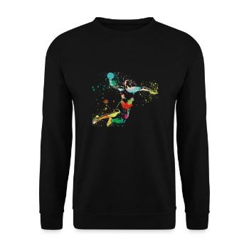 Handball, handballer, Beachhandball,Graffiti - Unisex Pullover - Schwarz - Vorne - Alina (178cm) & Michal (187cm)