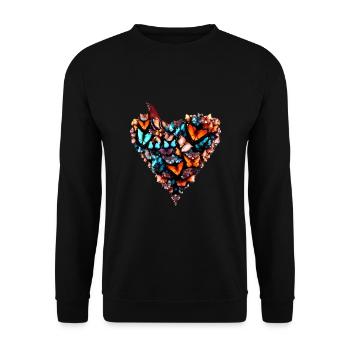 Butterfly heart - Herz voller Schmetterlinge - Unisex Pullover - Schwarz - Vorne - Alina (178cm) & Michal (187cm)