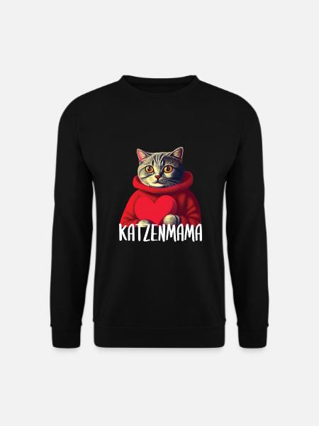 Katzen Mama Katzen Sprüche Katzenmotiv Geschenk - Unisex Pullover - Schwarz