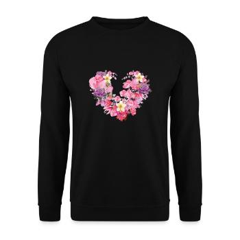 blüte,herz,blumenherz,blumen,rot - Unisex Pullover - Schwarz - Vorne - Alina (178cm) & Michal (187cm)