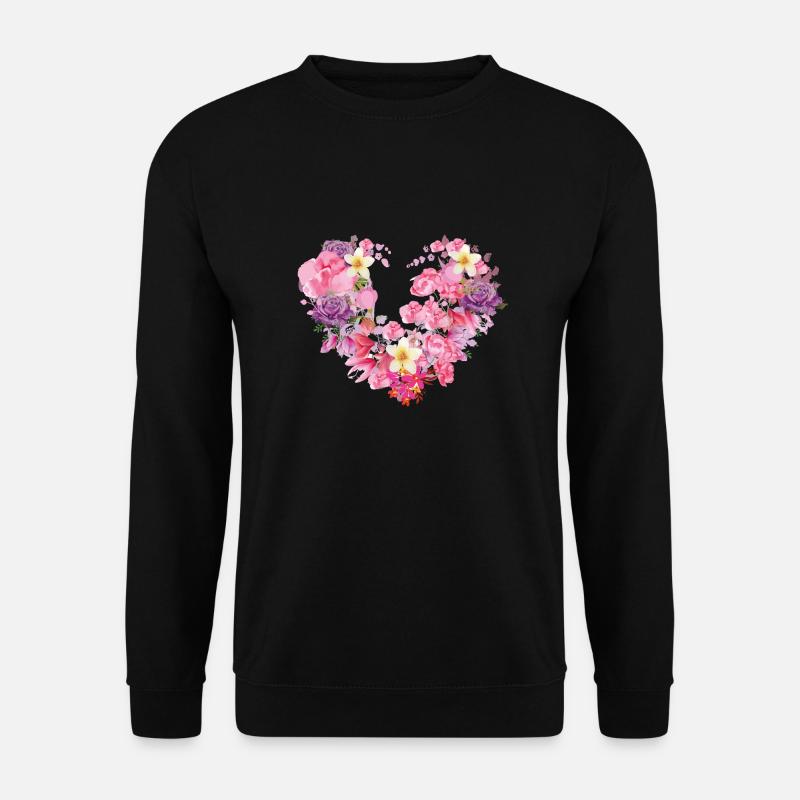 blüte,herz,blumenherz,blumen,rot - Unisex Pullover - Schwarz