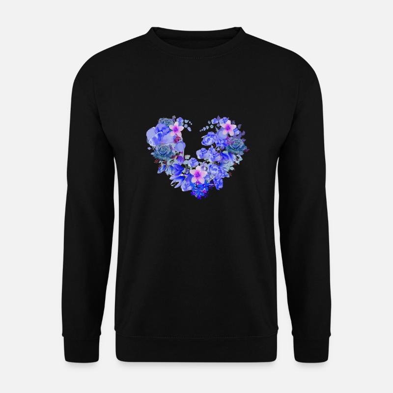 blüte,herz,blumenherz,blumen,blau - Unisex Pullover - Schwarz