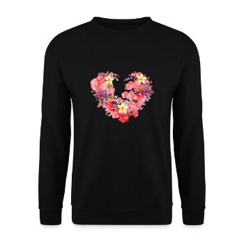 blüte,herz,blumenherz,blumen,rot - Unisex Pullover - Schwarz - Vorne - Alina (178cm) & Michal (187cm)