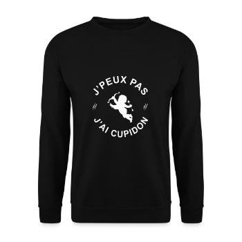 je peux pas j'ai cupidon, saint valentin - Sweat-shirt Unisexe - noir - Devant - Alina (178cm) & Michal (187cm)