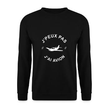 je peux pas j'ai avion - Sweat-shirt Unisexe - noir - Devant - Alina (178cm) & Michal (187cm)