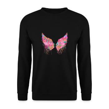 Angelwings,Wings,Colorful,Angel Wings,Flowers - Unisex Sweatshirt - black - Front - Alina (178cm) & Michal (187cm)