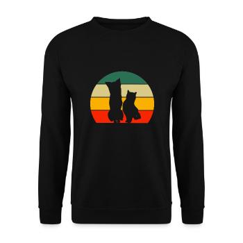 Chat, Amoureux des chiens, Amoureux des chats, Chiens rétro - Sweat-shirt Unisexe - noir - Devant - Alina (178cm) & Michal (187cm)