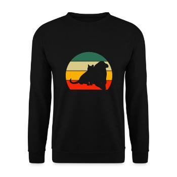 Retro Katzen Hunde - Unisex Pullover - Schwarz - Vorne - Alina (178cm) & Michal (187cm)