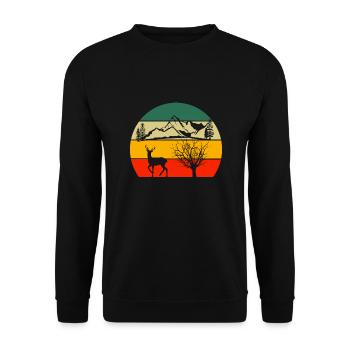 Retro Nature Lover Forest Animal Deer Nature - Unisex Sweatshirt - black - Front - Alina (178cm) & Michal (187cm)