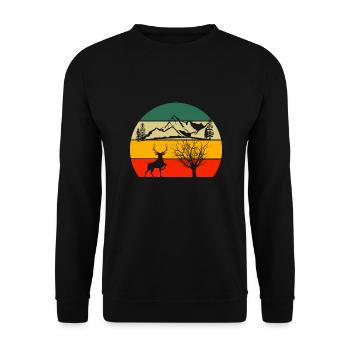 Forêt de cerfs Animal Arbre Rétro Nature - Sweat-shirt Unisexe - noir - Devant - Alina (178cm) & Michal (187cm)