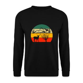 Retro Nature Lover Cerf Forêt Animal Nature - Sweat-shirt Unisexe - noir - Devant - Alina (178cm) & Michal (187cm)