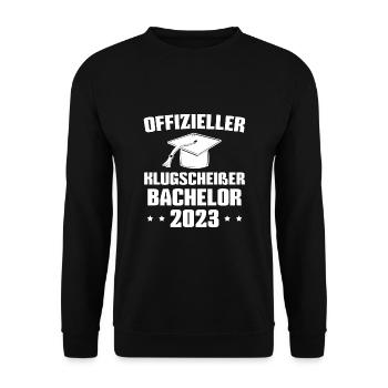 Bachelorprüfung Klugscheißer Bachelor Abschluss - Unisex Pullover - Schwarz - Vorne - Alina (178cm) & Michal (187cm)