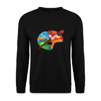 Künstlerfarbe Palette Kunsthandwerk Maler Geschenk - Unisex Pullover - Schwarz - Vorne - Alina (178cm) & Michal (187cm)