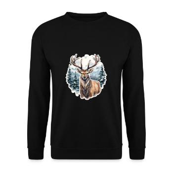 Winter landscape with deer - Unisex Sweatshirt - black - Front - Alina (178cm) & Michal (187cm)