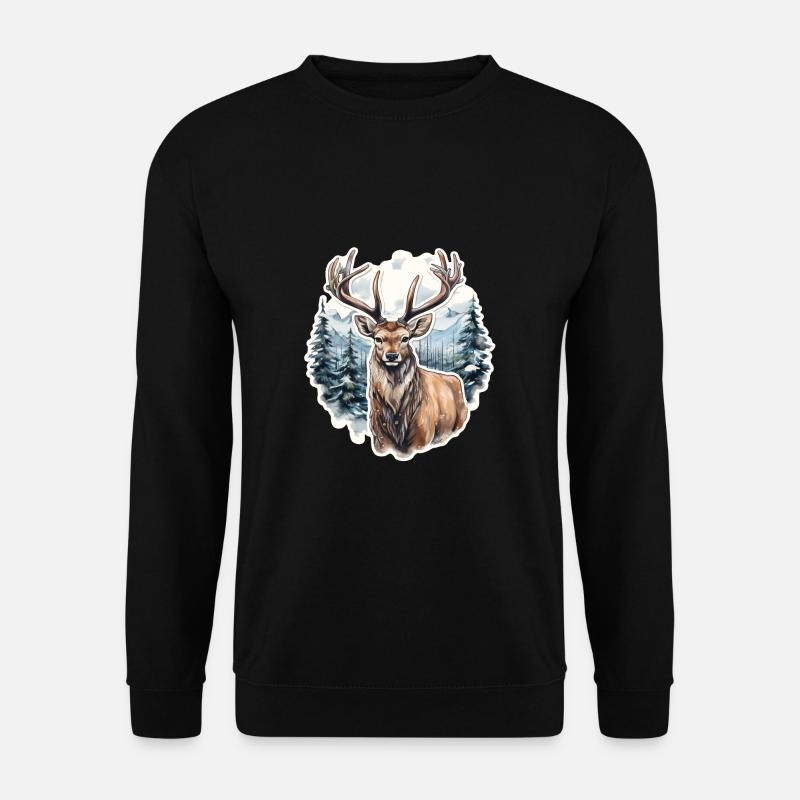 Winter landscape with deer - Unisex Sweatshirt - black