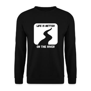 Life is better on the river - Kajak Design - Unisex Pullover - Schwarz - Vorne - Alina (178cm) & Michal (187cm)
