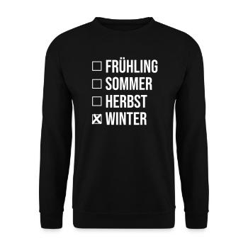 Jahreszeiten Winter Frühling Herbst Sommer Kreuz - Unisex Pullover - Schwarz - Vorne - Alina (178cm) & Michal (187cm)