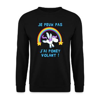 Je peux pas j'ai Poney volant ! - Sweat-shirt Unisexe - noir - Devant - Alina (178cm) & Michal (187cm)