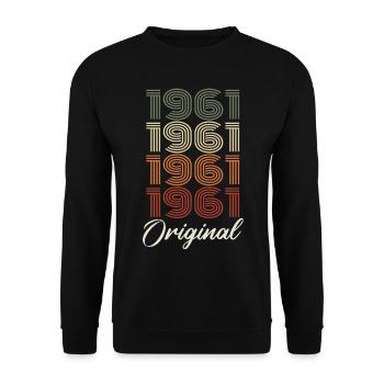 1961 Original Vintage Geburtstagsgeschenk 1961 - Unisex Pullover - Schwarz - Vorne - Alina (178cm) & Michal (187cm)